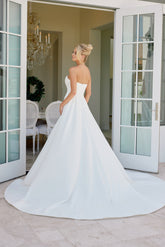 Nox Anabel JW-1035 Minimalist Strapless Pleated Bodice Wedding Gown